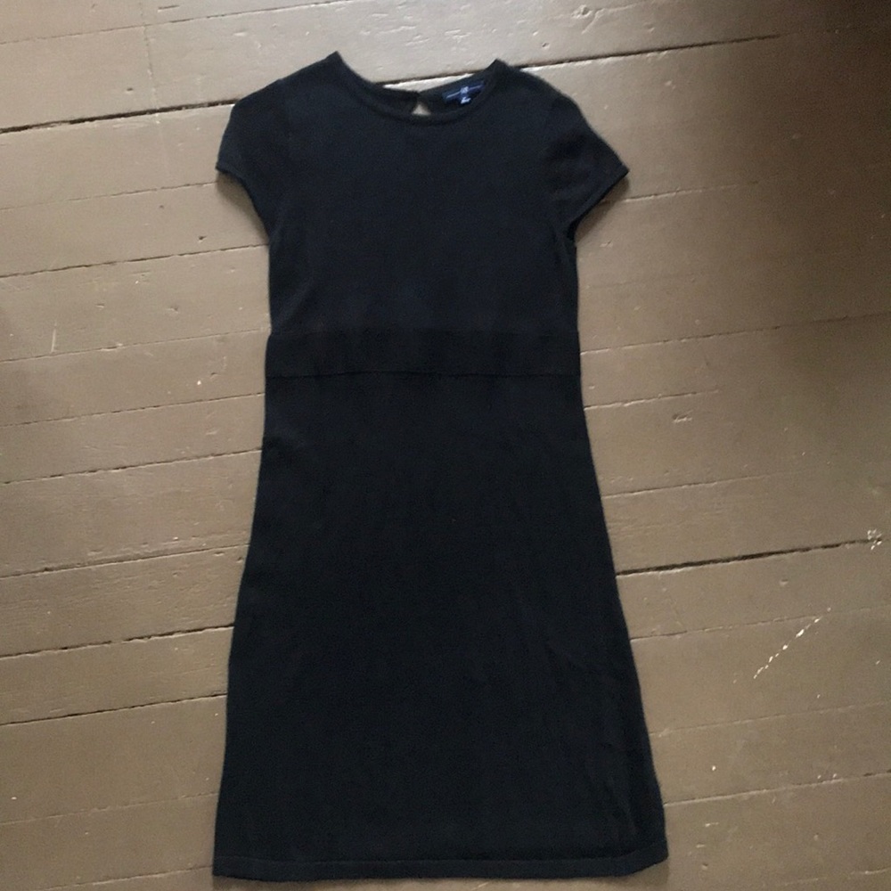GAP black midi sweater dress w cap sleeve